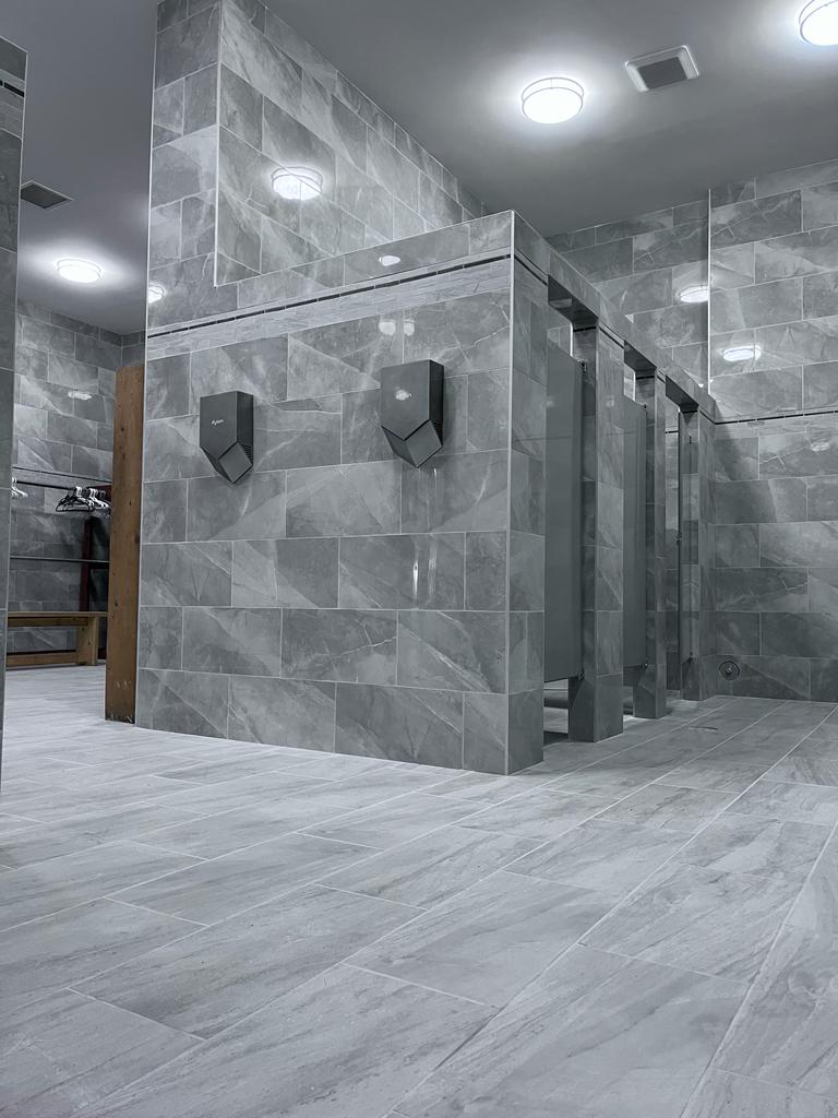 washroom with tiles